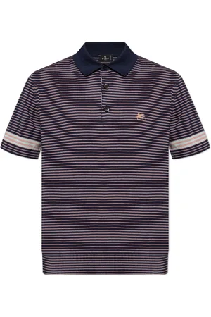 Etro Top, Herre, Blå, M, Bomuld, Stribet polo