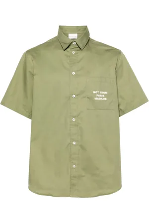Drôle de Monsieur Skjorte, Herre, Grøn, S, Olivengrøn Twill Skjorte