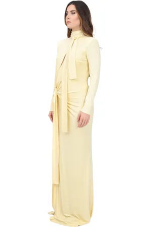 Elisabetta Franchi Kjole, Dame, , M, Uld, Gul Lang Elegant Kjole