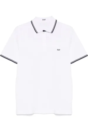 FAY Top, Herre, Hvid, XL, Bomuld, Hvid bomulds polo shirt med logo