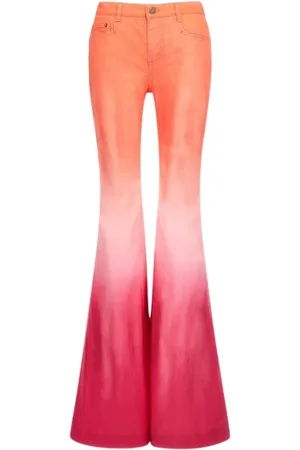 Roberto Cavalli Bukser, Dame, Flerfarvet, S, Denim, Flared Denim Jeans i Fuchsia