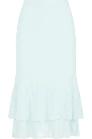 Bottega Veneta Nederdel, Dame, Blå, S, Bomuld, Pale Turquoise Bomulds Midi Nederdel