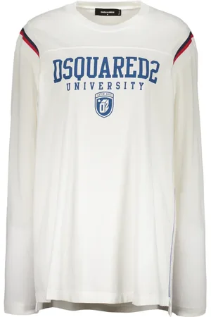 Dsquared2 Top, Dame, Hvid, S, Bomuld, Bomulds T-shirt med Ribkant i Halsen
