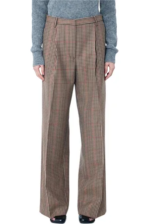 DRIES VAN NOTEN Bukser, Dame, Flerfarvet, XS, Uld, Uldne ternede bukser med frontlæg