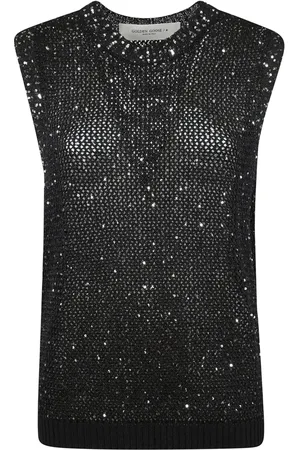 Golden Goose Top, Dame, Sort, M, Paillet Mesh Tank Top til Kvinder