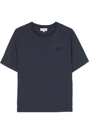 Maison Kitsuné Top, Dame, Blå, S, Bomuld, Blå Logo T-shirt