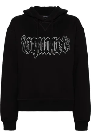 Dsquared2 Sweathshirts & Hoodies, Dame, Sort, M, Bomuld, Logo Cotton Hoodie