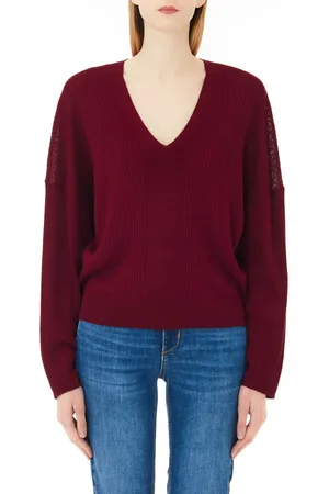Liu Jo Strik, Dame, Rød, XS, V-hals sweater