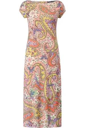 Etro Kjole, Dame, Flerfarvet, M, Uld, Blomstret Midi Kjole