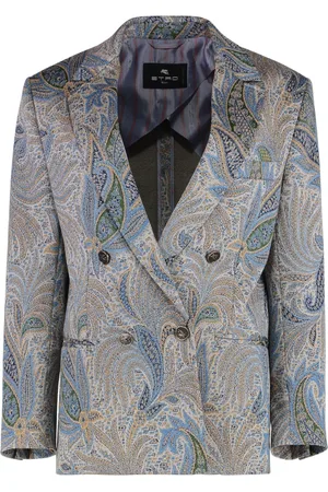 Etro Jakke, Dame, Flerfarvet, M, Bomuld, Paisley Lapel Dobbeltradet Jakke