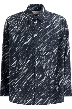 Marni Skjorte, Herre, Grå, L, Tyl, Sketch-style Print Cotton Poplin Shirt