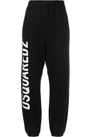 Dsquared2 Bukser, Dame, Sort, M, Bomuld, Logo-printede joggingbukser med elastisk talje