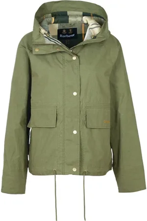 Barbour Jakke, Dame, Grøn, 2XL, Bomuld, Grøn Bomuldsjakke med Lynlås Lukning