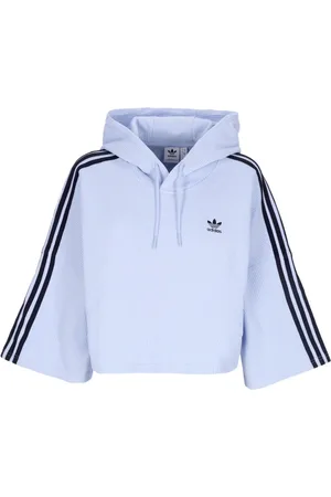 adidas Sweathshirts & Hoodies, Dame, Blå, M, Bomuld, Cropped Hættetrøje Letvægts Sweatshirt
