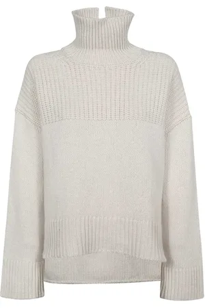 Dondup Strik, Dame, Hvid, M, Uld, Ribstrikket Uld Cashmere Sweater