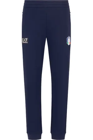 EA7 Bukser, Herre, Blå, 2XL, Bomuld, Fisi Collection joggingbukser i bomuldsblanding