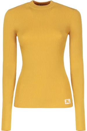 Burberry Strik, Dame, Gul, M, Uld, Equestrian Knight-motif Uldjumper