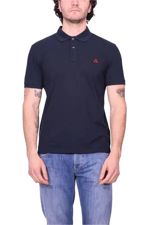 Peuterey Top, Herre, Blå, XL, Bomuld, Blå Polo Skjorte med Broderet Logo
