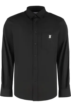 Burberry Skjorte, Herre, Sort, M, Bomuld, Stretch Bomulds Casual Skjorte