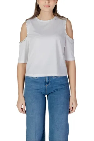 Liu Jo Top, Dame, Hvid, M, Bomuld, Kortærmet bomulds T-shirt
