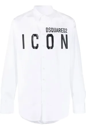 Dsquared2 Skjorte, Herre, Hvid, M, Bomuld, Logo-Print Bomuldsskjorte