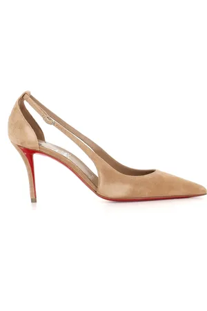 Christian Louboutin Sko, Dame, , 37 1/2 EU, Læder, Sandal med ruskind og udskæringsdetaljer