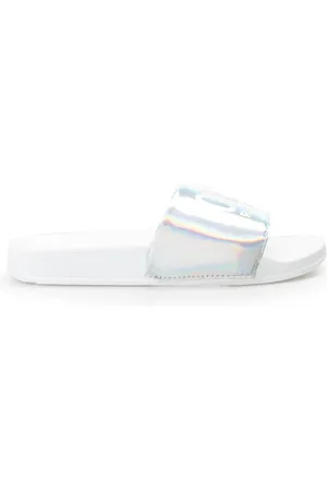 Colmar Sko, Dame, Hvid, 41 EU, Slip-on sandaler med logo print og metallisk glans