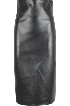 Sportmax Nederdel, Dame, Sort, S, Læder, Midi Nederdel