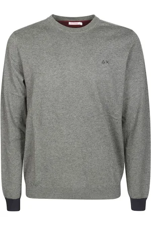 sun68 Strik, Herre, Grå, XL, Uld, Contrast Patch Top