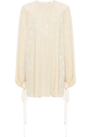 Chloé Kjole, Dame, Lyserød, S, Tyl, Silk Mini Kjole med Snoretræk