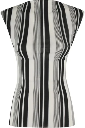 Serafini Top, Dame, Flerfarvet, S, Tyl, Stribet Mesh Tank Top Elfenben/Sort