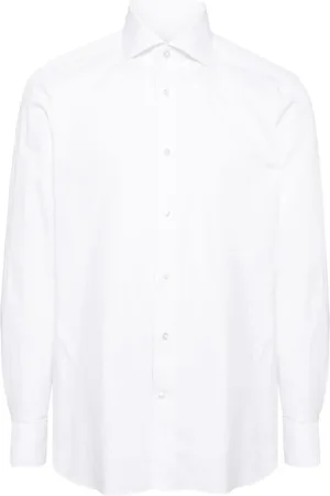 Ermenegildo Zegna Skjorte, Herre, Hvid, L, Bomuld, Klassisk bomuldsskjorte