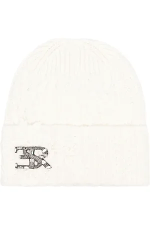 ERMANNO SCERVINO Tilbehør, Dame, Hvid, ONE SIZE, Uld, Cable-Knit Beanie Hat