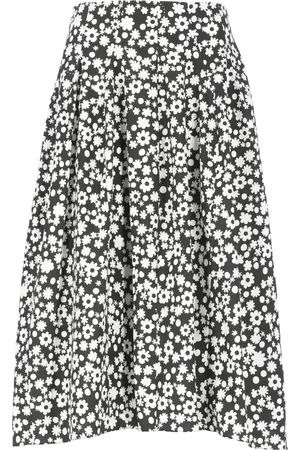 Marni Nederdel, Dame, Sort, M, Bomuld, Poplin Midi-nederdel med Pop Field-mønster