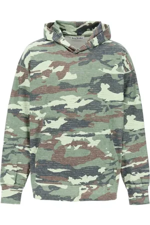 Acne Studios Sweathshirts & Hoodies, Herre, Grøn, M, Bomuld, Oversized Camo Sweatshirt med Rhinestone Logo