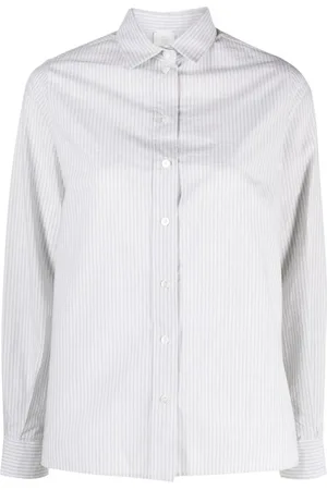 ELEVENTY Bluser & Skjorter, Dame, Hvid, XS, Bomuld, Elegant Grøn Langærmet Skjorte