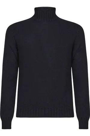 FEDELI Strik, Herre, Sort, XL, Uld, Højhalset sweater