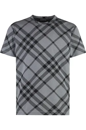 Burberry Top, Herre, Grå, L, Bomuld, Bomulds T-shirt med Rund Hals og Motiv
