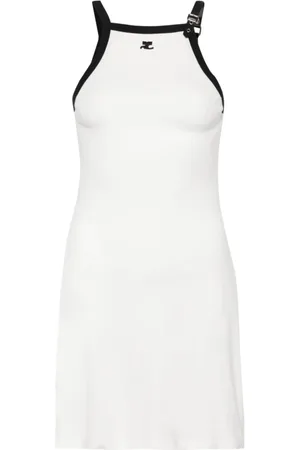 Courrèges Kjole, Dame, Hvid, M, Buckle Contrast Kjole