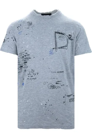 Dsquared2 Top, Herre, Grå, S, Bomuld, Grå Basic T-shirt med Ribkant