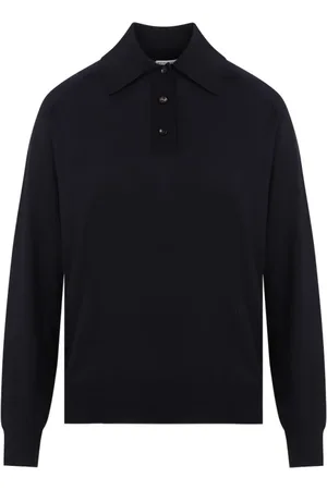 Bottega Veneta Top, Dame, Blå, S, Uld, Navy Langærmet Poloskjorte