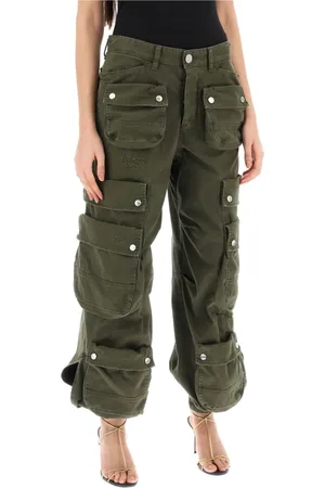 Dsquared2 Bukser, Dame, Grøn, XS, Bomuld, Wide Leg Cargo Bukser