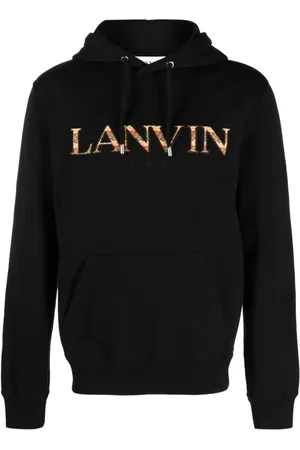 Lanvin Sweathshirts & Hoodies, Herre, Sort, XL, Bomuld, Hættetrøje i bomuld med broderet logo