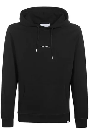 Les Deux Sweathshirts & Hoodies, Herre, Sort, XS, Bomuld, Bomulds Hættetrøje med Ribkanter