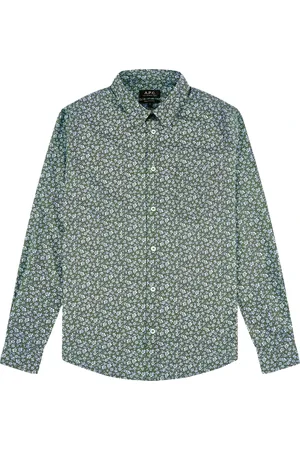 A.P.C. Skjorte, Herre, Grøn, S, Bomuld, Casual Skjorte