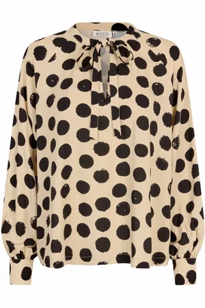 Masai Bluser & Skjorter, Dame, Sort, XS, Top med prikker og bindehals