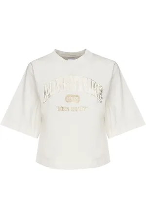 Pinko Top, Dame, Hvid, XS, Bomuld, Hvid Bomulds T-shirt med Logo Print