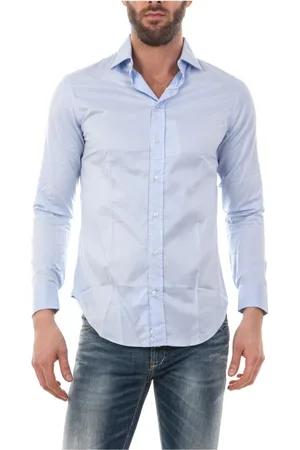 Emporio Armani Skjorte, Herre, Blå, 3XL, Bomuld, Afslappet Button-Up Skjorte