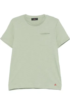 Peuterey Top, Herre, Grøn, M, Grøn Broderet Logo Crew Neck T-shirt