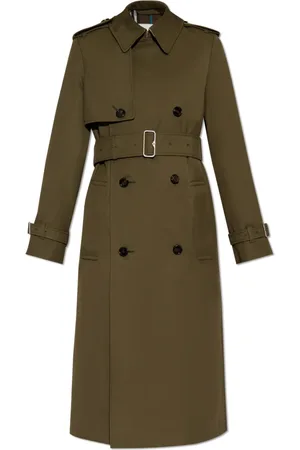 Burberry Frakke, Dame, Grøn, XS, Bomuld, Cotton Trenchcoat